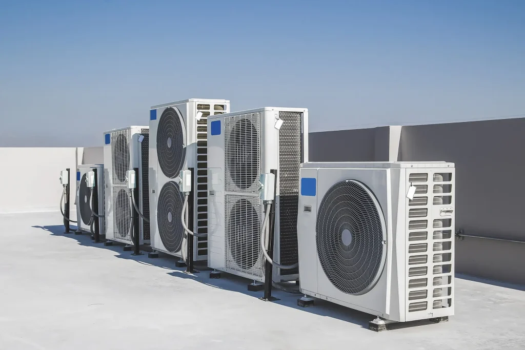 Unidades exteriores de climatización instaladas en una cubierta